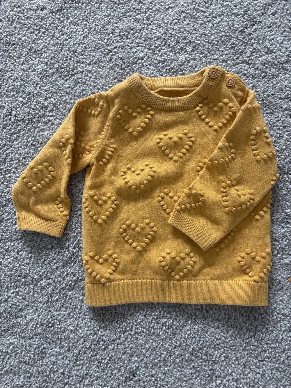 Mustard Heart Knit Sweater for Kids